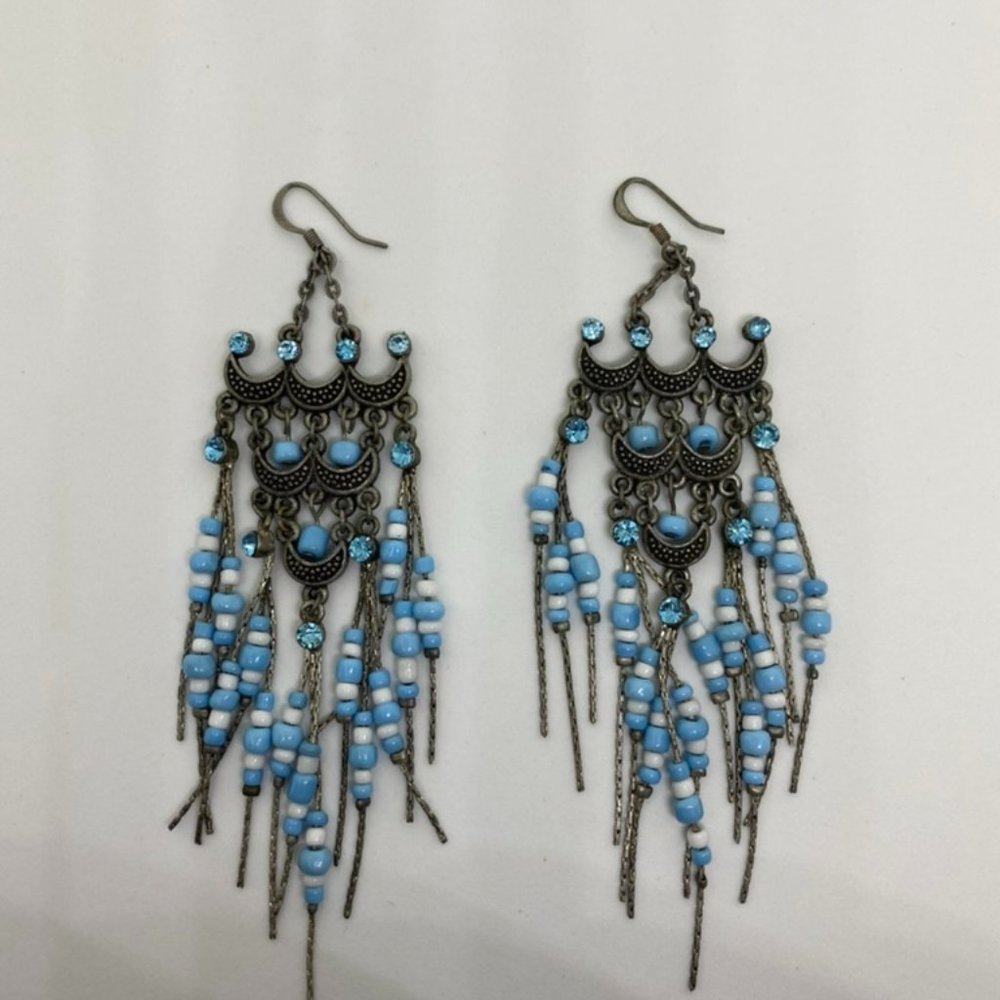 Long Beaded Tassel Earrings